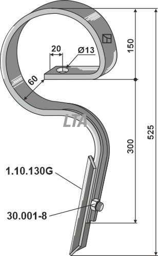 1.0562 Kulturharvetænder (lige) 12x32x300 - Billede 1