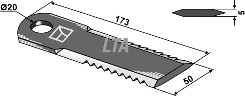 634-nh-05 Halmsnitter kniv Riflet 173x50x4 Ø18,2 - Billede 1