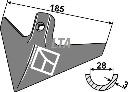 1.01019786 Planskær 3x185 mm uden bolt - Billede 1